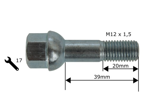 КОЛЕСНЫЙ БОЛТ для алюминиевых дисков Mercedes M12x1,5