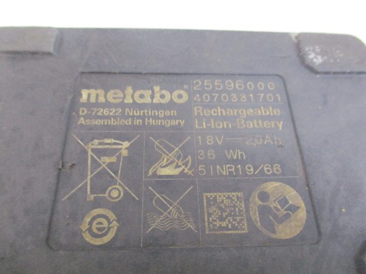 Bateria akumulator Metabo 18V Li power 2,0Ah