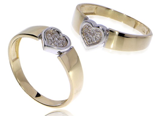 Pierścionek złoty 14K serc* brylant* r. 19 LgP476