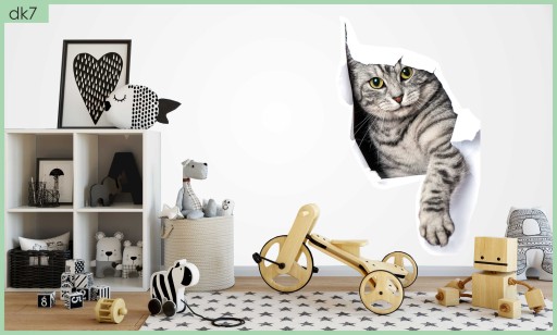 3D НАКЛЕЙКИ НА СТЕНУ для детей 120см КОШКА КОТЕНОК украшение стены