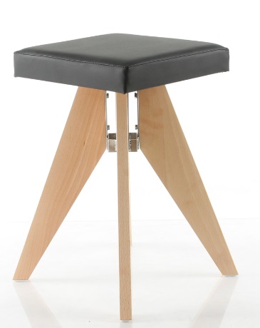 Taboret DREWNIANY TECHNO stołek miękkie siedzisko