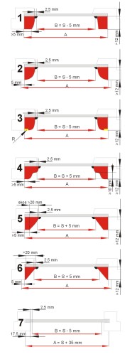 ВНУТРЕННИЕ КАССЕТНЫЕ РОЛЬСТАВНИ AL, размеры 45x150 A