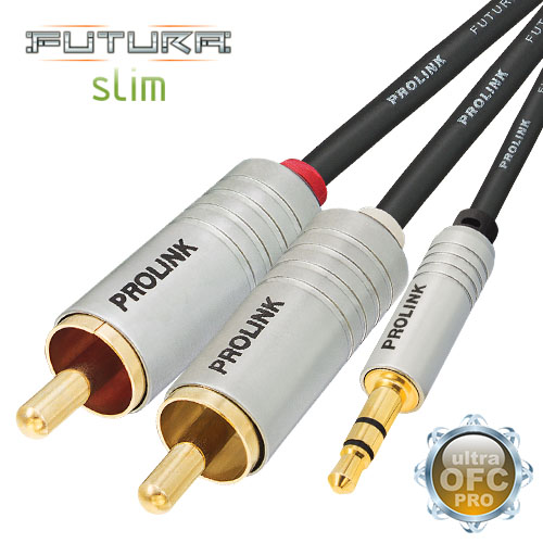 КАБЕЛЬ 2RCA mini JACK 3,5 PROLINK FUTURA SLIM 5м