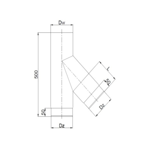 Trójnik czarny 2 mm 45st kominek 180 spalinowy