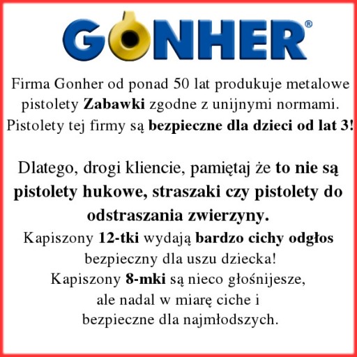 Металлический пистолет для крышек Люгера - Police - GONHER 124/6