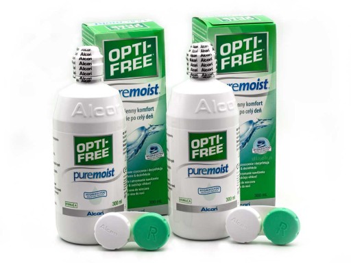 OPTI-FREE PUREMOIST 2X300ML PŁYN DO SOCZEWEK KONTAKTOWYCH+POJEMNIK GRATIS