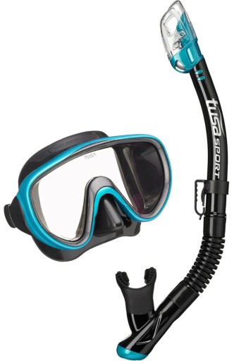 TUSA DIVING SET SERENE PRO маска СУХАЯ трубка для подводного плавания + ЧЕХОЛ бирюзовый