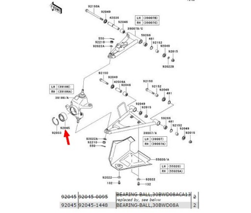 ŁOŻYSKO KOŁA PRZÓD kawasaki KVF750 Brute Force KVF360 KVF650