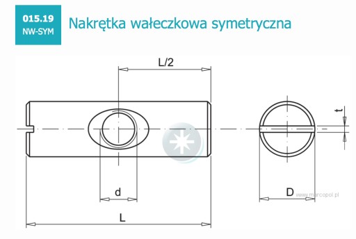 Роликовая гайка M6 x 10 x 16 SYMET. (20шт)