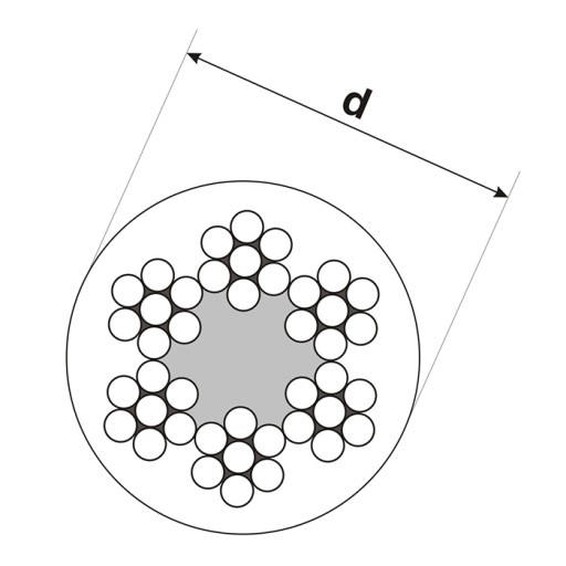 Канат, стальной трос, с покрытием, С покрытием, Прозрачное ПВХ покрытие, 4/6мм, 6х7, 5Мб