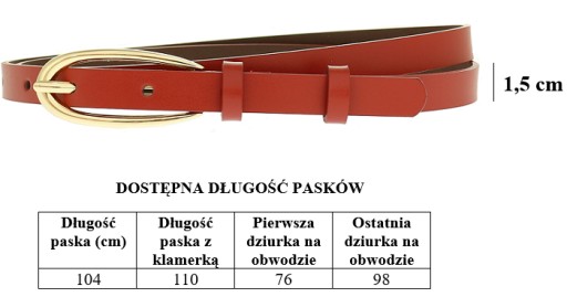 WĄSKI Damski Pasek Skórzany SKÓRA 100% 1,5CM szary