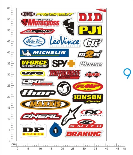 ПЕЧАТЬ НАКЛЕЙКОВ ДЛЯ ТЮНИНГА МОТОРА, большой набор 60 х 44см