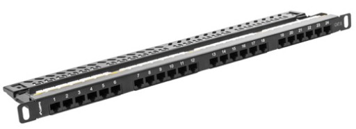 Патч панель 24 порт 0,5U Cat. 6 UTP Black Lanberg