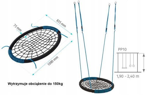 Большие детские качели с сиденьем Stork Nest OVAL, зеленые