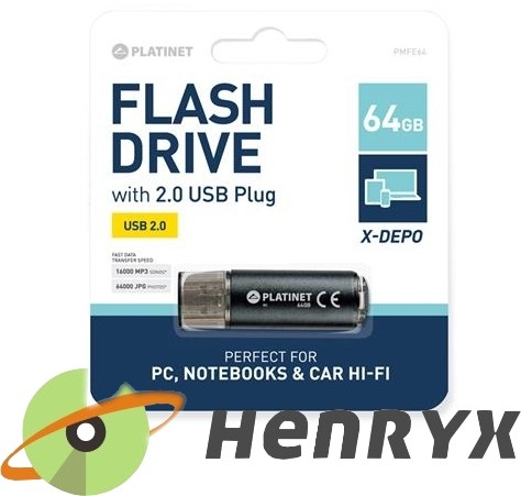 Pendrive Aluminium USB 64GB Platinet X-DEPO + cena