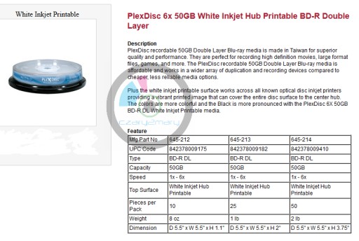 Plextor PlexDisc BD-R DL 50 ГБ x6 для печати — конверт для компакт-дисков, 5 шт.