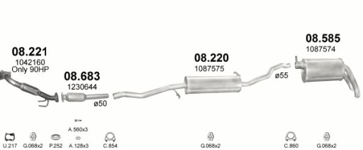 Tłumik końcowy VW Sharan , Ford Galaxy poj.1,9TDi