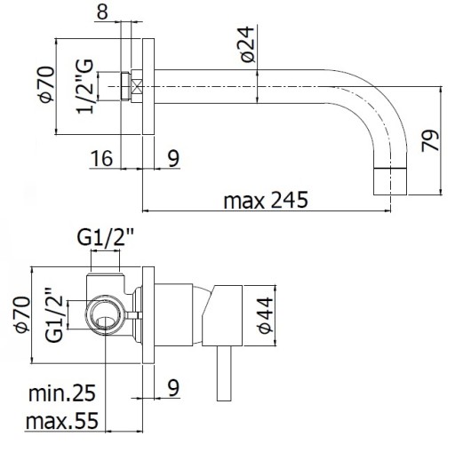 РАКОВИНА PAFFONI STICK FATTER, НАСТЕННАЯ SK007