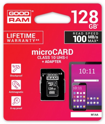 Karta pam MicroSD 128GB GOODRAM + adapter class 10