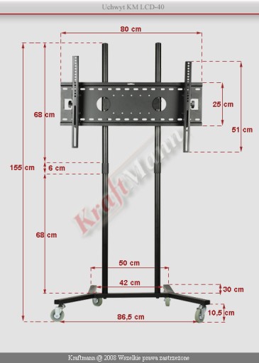 STOJAK WIESZAK WOZEK DO TV LCD PLAZMY LED 30-50''