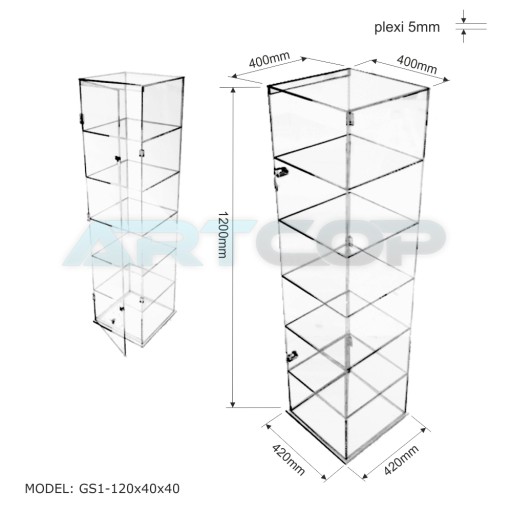Витрина отдельностоящая 120х40х40см, витрина PLEXI для аптечного магазина