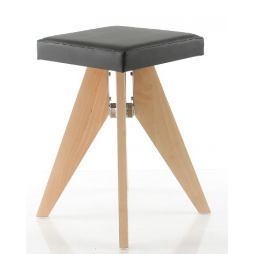 Taboret DREWNIANY TECHNO stołek miękkie siedzisko