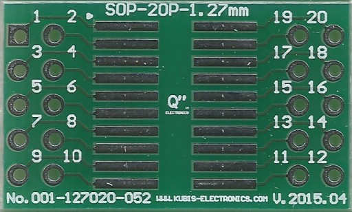 SO20, SOP20, SOIC20, SOJ20, SOL20, PG-DSO-20 1,27 мм на 2 x IDC2x5.