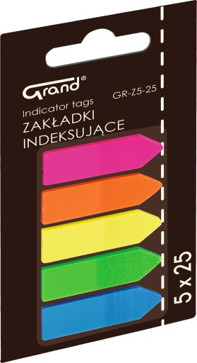 Zakładki indeksujące 12x45/25 5kol strzałki Grand