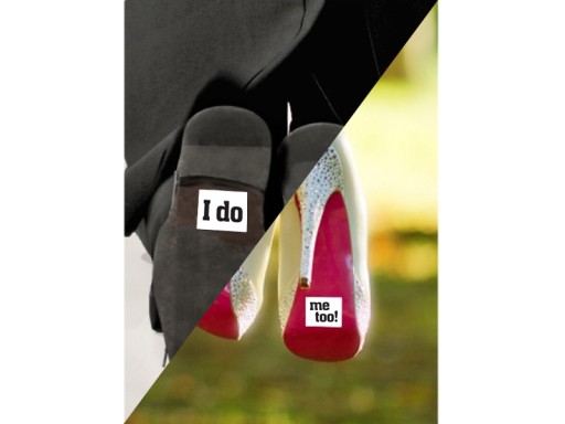 Naklejki I DO ME TOO! pod buty dla męża żony ślub