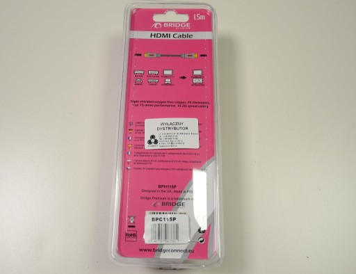 KABEL PRZEWÓD HDMI PREMIUM FULL HD 1.5m PINK