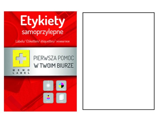 ETYKIETY SAMOPRZYLEPNE A4 100 ARKUSZY 210 x 297 mm