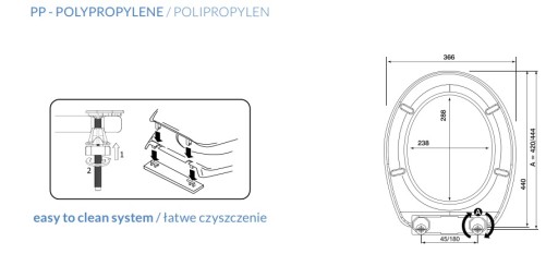 СИДЕНЬЕ ДЛЯ УНИТАЗА из полипропилена BISK UNIVERSAL WHITE для KOŁO CERSANIT ROCA