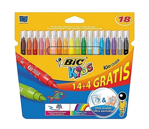 Pisaki BIC flamastry 18 kol. KID COULEUR ZMYWALNE