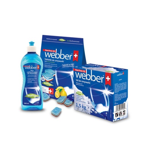 WEBBER ZESTAW DO ZMYWAREK tabletki ALL in ONE 40 szt. sól, nabłyszczacz