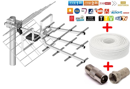 NAJMOCNIEJSZA ANTENA DVB-T Tri-Digit MINI +Kabel+F