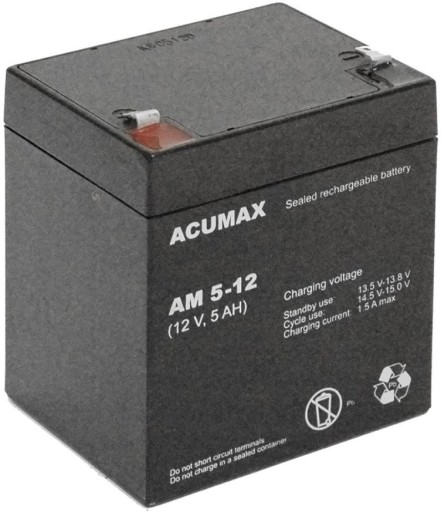 Akumulator 5Ah/12V AM5-12 ACUMAX AGM 6-9lat T2