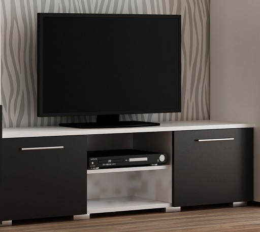 SZAFKA RTV == POD TELEWIZOR TV LCD == BIAŁA CZARNA