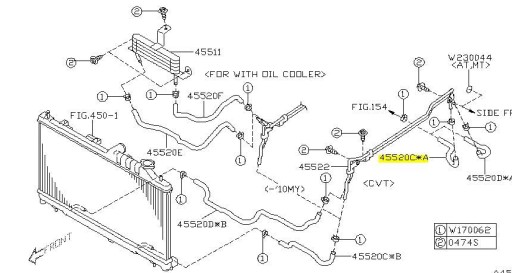 PRZEWÓD CHŁODNICY OLEJU SUBARU 45520AJ030 ORYGINAŁ