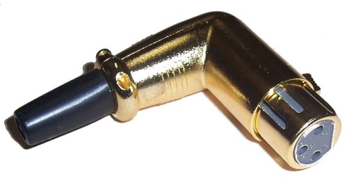 GNIAZDO MIKROFONOWE XLR 3pin KĄTOWE GOLD (0821)