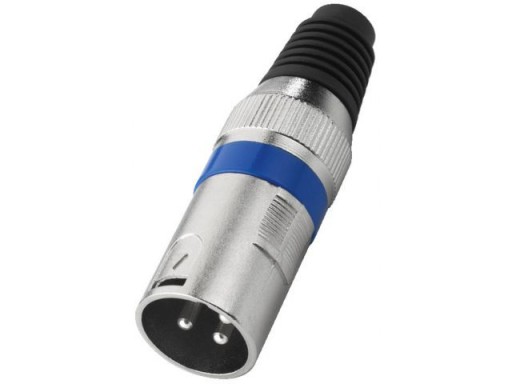 WTYK XLR, 3-pinowe, Niebieskie, Niklowane styki