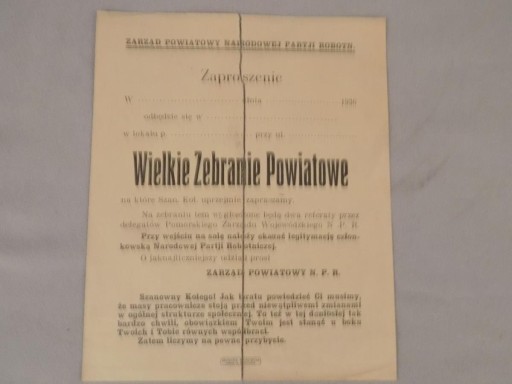 Wielkie Zebranie Powiatowe NPR 1936R