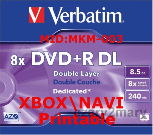 Verbatim DVD+R DL Printable MKM003 XBOX+NAVI 5szt koperta CD