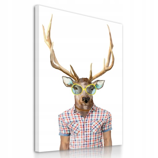 0298 Obraz na płótnie JELEŃ HIPSTER DEER 70x100m