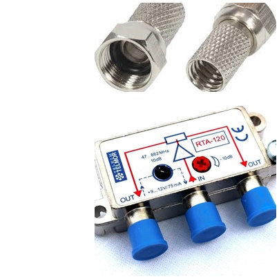 ROZGAŁĘŹNIK ANTENOWY AKTYWNY RTA-120 + WTYK F