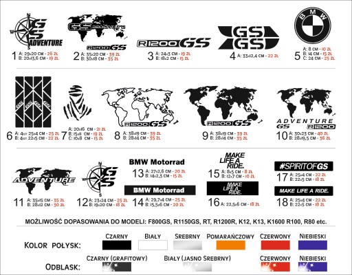 Naklejki kufry BMW GS, KTM, Adventure motocyklowe