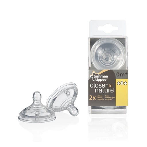 TOMMEE TIPPEE Silikonowy smoczek na butelkę 0m+ x2