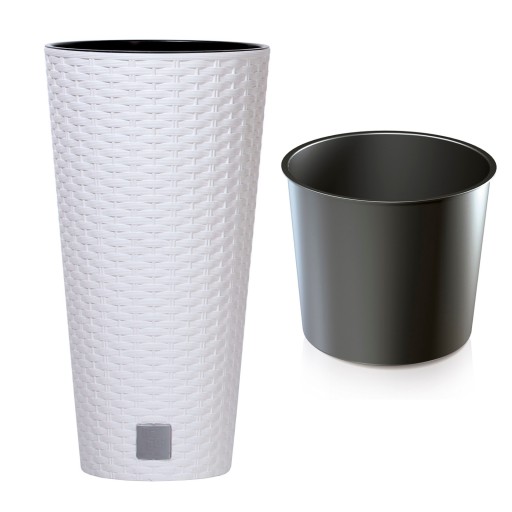 Doniczka +wkład RATTAN Tubus Donica 25xh48cm Biała
