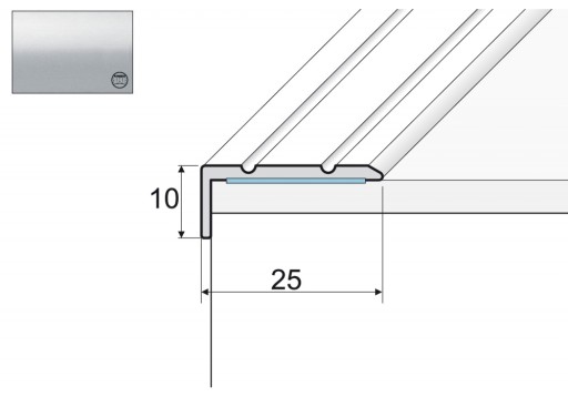 Kątownik aluminiowy A31, 90cm SREBRO 10x25mm