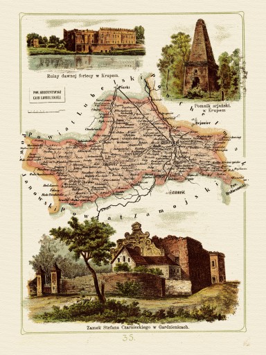 mapa ilustrowana KRASNYSTAW Bazewicz 40x30 cm