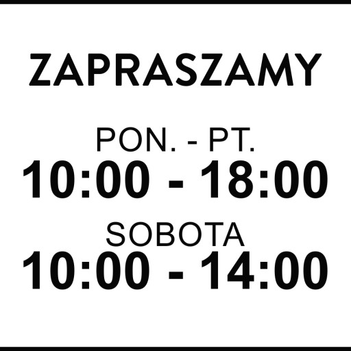 Naklejka godziny otwarcia sklepu na szybę drzwi czynne 30 cm